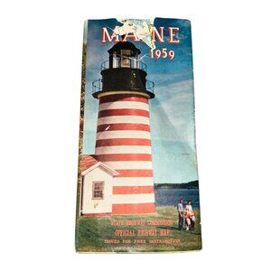 1959 Official Maine Highway Vintage Collectible Map